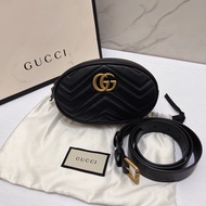 Gucci 馬夢marmont 黑金腰包