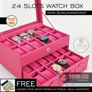 Magenta 24-piece Watch Box Watch Display/ Watch Box Organizer