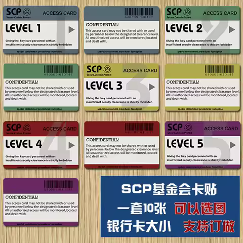 10 Pcs Set Lot SCP Secure Contain Protect Special Containment Procedures Foundation Card Stickers Gr