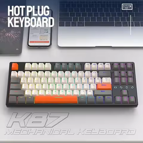 ZIYOULANG K87 Mechanical Keyboard Wired for Gaming,Hot-Swap,RGB,Sound Deadening Structure,for Apple/