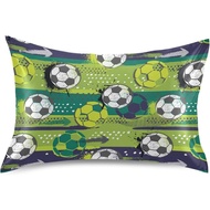 Soccer Ball Pillow Covers Silk Pillowcase for Hair and Skin Soft Breathable Smooth Cooling Satin Pil