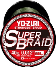 Yo-Zuri Superbraid 600 Yd ถักเปียลอยสีเขียวเข้ม40ปอนด์