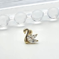 [Mandy] 14K Solid Swan Tragus Helix Conch Stud Piercing Earring, 585 Gold, Korean Made Jewelry