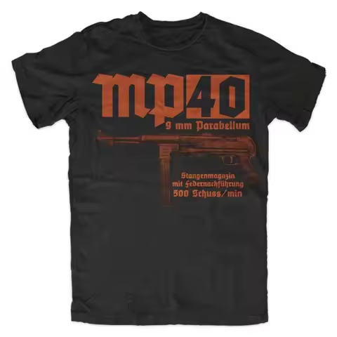 WWII German Military weapon Mp40 Submachine Gun Printed T-Shirt. Premium Cotton Short Sleeve O-Neck