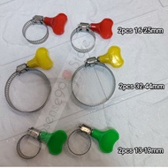 6PCS Hose Clips Stainless Steel Band Pipe Clamps with Handle Adjustable  Iron bolt partPackage including Hose Clip size
