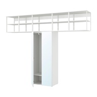 PLATSA 雙門衣櫃/衣櫥, 白色/straumen鏡面玻璃, 320x42x241 公分
