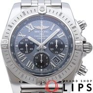百年靈 Chronomat 44 腕錶 JSP Shell 日本限量版 500 枚 Chronomat 44 AB0115/AB01153A1B1A1 帶盒保固卡 不鏽鋼男士腕錶 藍色錶殼/黑色拋光 