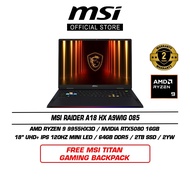 MSI Raider A18 HX A9WIG 085 (18" UHD+ IPS 120Hz/R9-9955HX3D/64GB DDR5/2TB SSD/RTX5080/Win11/2Y)