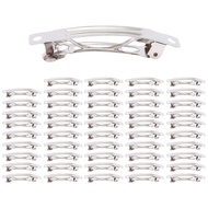 50 Pcs 50mm Metal French Barrettes Hair Clips Bows - Silver