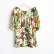 Elegant French Style Womens Chiffon Shirt Waist Cinched Half Sleeve One Shoulder Design Summer Fashi