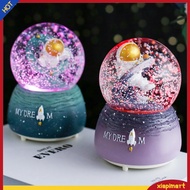 {xiapimart}  Rhinestone Snow Globe Delicate Adorable Eye-catching Resin Music Space Astronaut Snow Globe for Kids