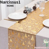 NARCISSUS Christmas Tablecloth, Polyester Snowflake Printed Table Runner, Table Runner Home Supplies