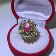 Jewelrythai แหวนทับทิมแท้ ล้อมพลอยคละสี แหวนผู้หญิง แหวนพลอยแท้ แหวนเงินแท้ 92.5% ชุบทอง 14K ทับทิมแท้  ruby ring ไซส์ 59