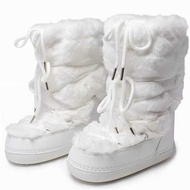 LY 2024 Winter White Mid-Calf Boots Women Fur Boots Brand Fluffy Fur Snow Boots Female Thick Fur