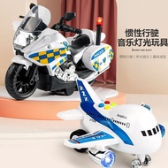 Children's Toy Car Children's Inertial Toy Car 1-3 Years Old Police Motorcycle Blue Light Shock-Resi