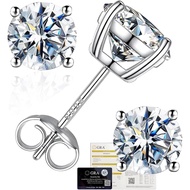 Moissanite Stud Earrings for Women, 1-4ct Total, 925 Sterling Silver for Women Men, D Color VVS1 Cla
