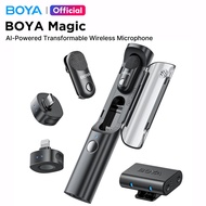 BOYA Magic 4 Forms in 1 Transformable Wireless Microphone | AI Noise Cancelling Mic Lavalier | Lapel