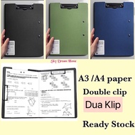 A3 & A4 Frosted Folder Foldable/ Dua Klip File/ Double Clip Folder/ Waterproof Clipboard File Cover 
