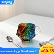 Rainbow D20 Dice Cup, 2025 Polyhedron Dice Coffee Cup, RPG Lovers Game Cup, Fantasy Lovers Game Nigh