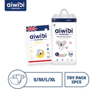 [Try Pack] Aiwibi Natural Premium Night Taped Diapers - S/M/L/XL Sizes (2 Pcs)