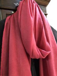 100%  Pure Pashmina  Cashmere  喀什米爾羊毛 手工圍巾 披肩 輕薄鑽石織紋-玫瑰紅色