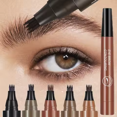 4 Point Eyebrow Pencil 5 Colors Waterproof Liquid Eyebrows Pen Lasting Red Brown Brow Pencil High Qu