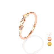 CELOVIS Bridget Geometric Bar with Embedded Cubic Zirconia Inset Ring for Women ( 18K Rose Gold/ Gold )