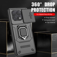 For Xiaomi Poco F6 Pro Holder Ring Push Pull Camera Protect Case  Poxo F6 Poco F6 Pro F 6 Poco F6 5G