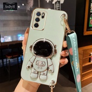 AnDyH Long Lanyard Casing For OPPO A16 A16S Phone Case OPPO A54S 4G Reno 6 6Z 4G 5G Cute Astronaut Desk Holder Case