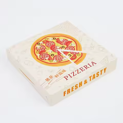 Printed Portable Assembled Pizza Box 6/7/8/9/10 Inch Pizza Baking Packaging Box White Cardboard Hand
