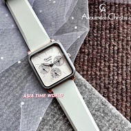 [Original] Alexandre Christie 2A24 BFRRGGR Elegance Square Multifunction Women's Watch Grey Silicon Strap