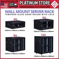 (SELF ASSEMBLY) 4U 6U 9U 12U Network cabinet Wall Mount Glass Door Server Rack Lock CCTV Secure Pack