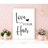Love Your Hair, Poster Print Minimalist, Hairdresser Salon Digital, Hairdressing - Full Size 11"x17"