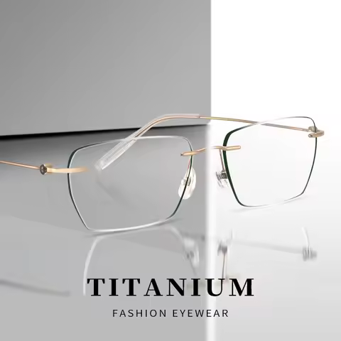 Brand Designer Replica Luxury Rimless Eyeglasses Ultra-light Pure Titanium Square Frameless Glasses 