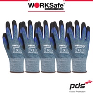 [5 PAIRS BUNDLE] WORKSafe N555 Oil-Proof Cut Resistant Safety Gloves with Double Palm Coating, CUT L