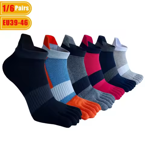 1/6 Pairs Mans Toe Socks Sports Fitness Cotton Compression Mesh Cycling Travel Outdoor Hiking Five F