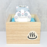 Attracting Glass Hot Springs In Grey Cat Lucky Pottery Made In Japan 10.5cm rc847