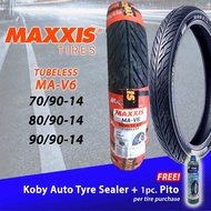 MAXXIS MAV6 Tubeless Tires RIM 14 ( 70/90-14 , 80/90-14 , 90/90-14 ) with FREE SEALANT and Pito