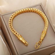 gold 916 original malaysia Mens domineering snake bone bracelet Simple and versatile date gifts
