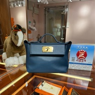 ✨持有正品正貨標籤公司✨Hermes Mini 2424 普魯士藍金扣