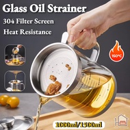 1000/1500ML Premium Kitchen Oil Filter Jug Fine Mesh Strainer with Lid for Cooking and Frying