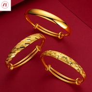 XT Jewellery Korea 24k 10N Thicken Gold Bracelet Bangkok Shiny Star Bangle Woman 916 Original