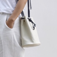 sobag手工皮包真皮白色斜挎水桶包 側背斜背包 迷你女生小包