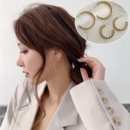 1 Pair Simple Style Twist Gold Titanium Steel Hoop Earrings Women Fashion Jewelry S925 Sterling Silver Stud Earrings
