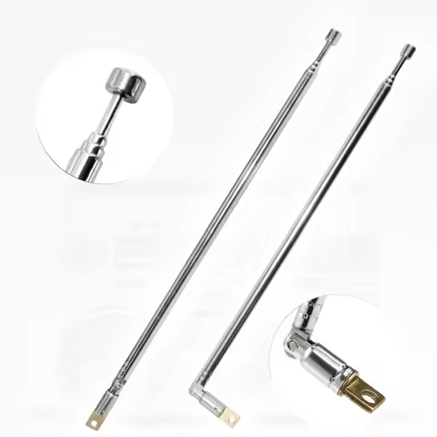 Telescopic FM Radio Antenna 4 Sections Chromium-plating Copper Antenna 360° Rotatable AM FM Radio Un