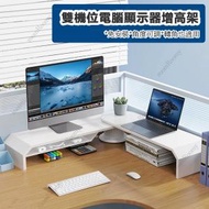 My Palace - 雙機位電腦顯示器增高架 多功能可旋轉置物架 筆記本臺式電腦顯示螢幕增高支架（白色）- L18W
