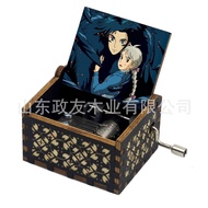 Music box - hộp nhạc gỗ mini in hình Howls Moving Castle Lâu đài di động của Howl trưng bày quà tặng