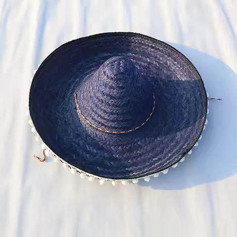 Wide Brim Mexican Party Hat Natural Straw Panama Bucket Mexican Straw Hats Stage Preformance Colorfu