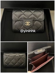 🔥Chanel 25C 雙層卡包 cf XL cardholder Wallet card holder 黑金 牛皮