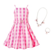 Difforever Girls Bar Pink Costume Dress 2023 Doll Movie Cosplay Outfit Toddler Halloween Party Dress